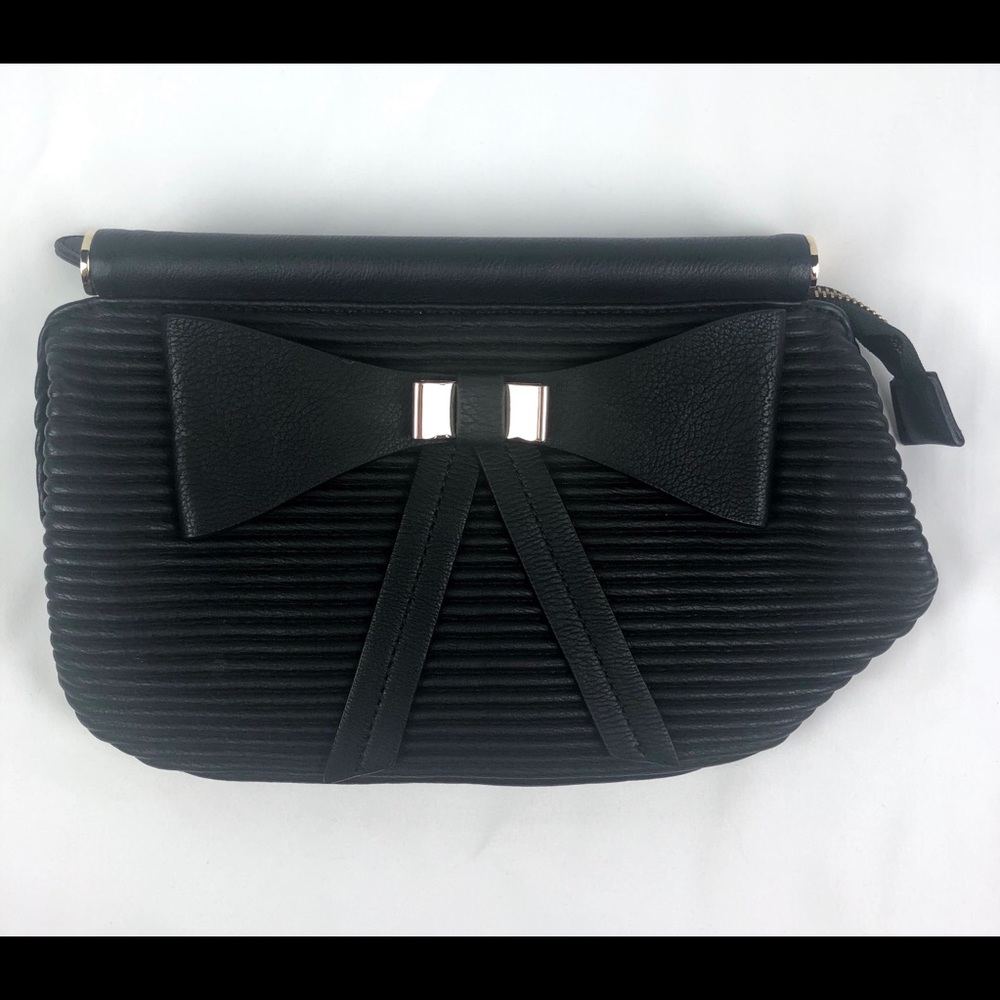 Bebe Clutch Bow Black Gold